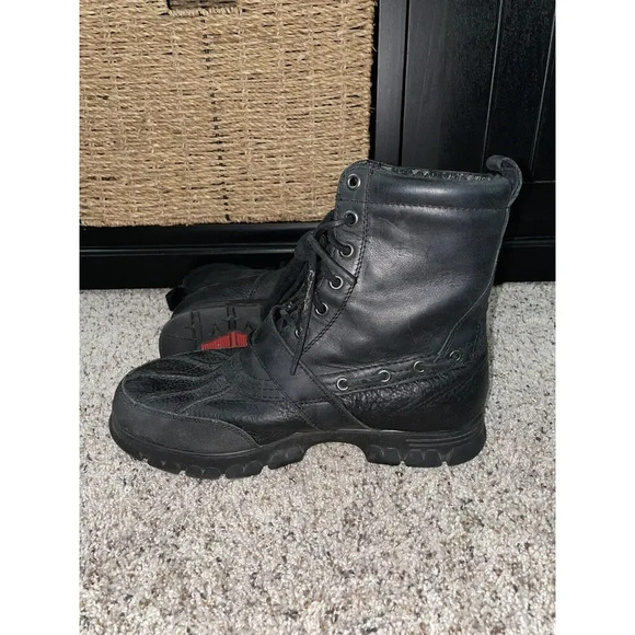 Polo Ralph Lauren RL Mens Andres III Boots Mens 10.5 D Black Leather Buckle RARE - Picture 2 of 11